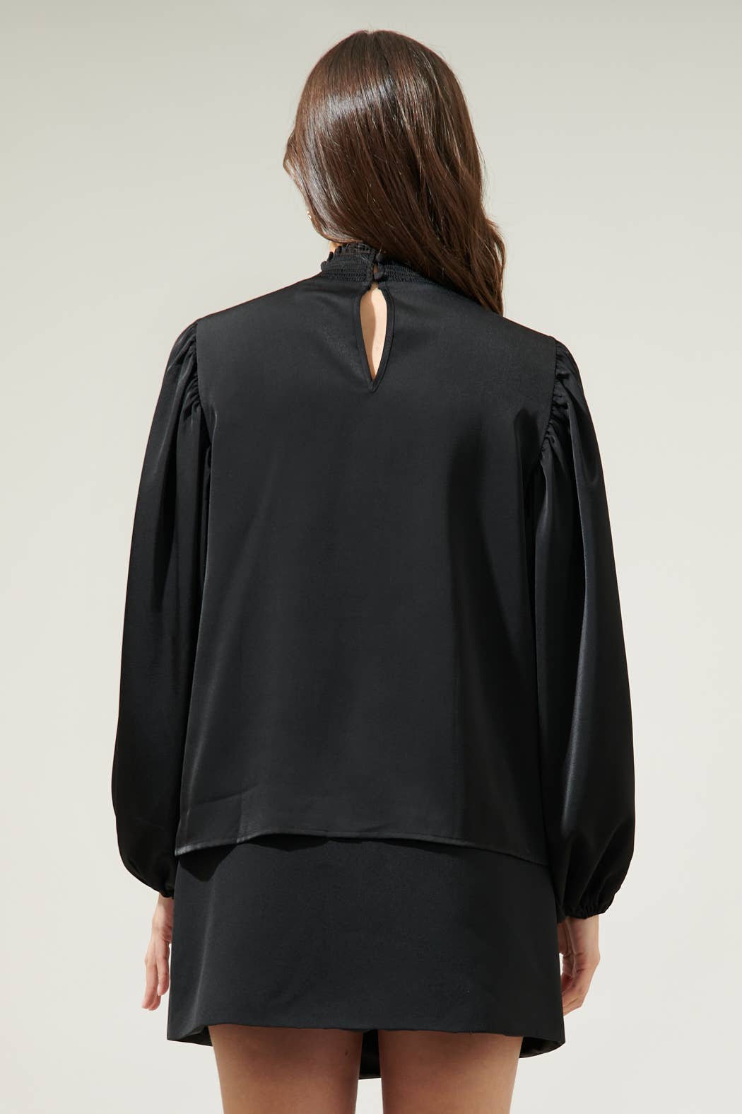 Satin Balloon Sleeve Blouse