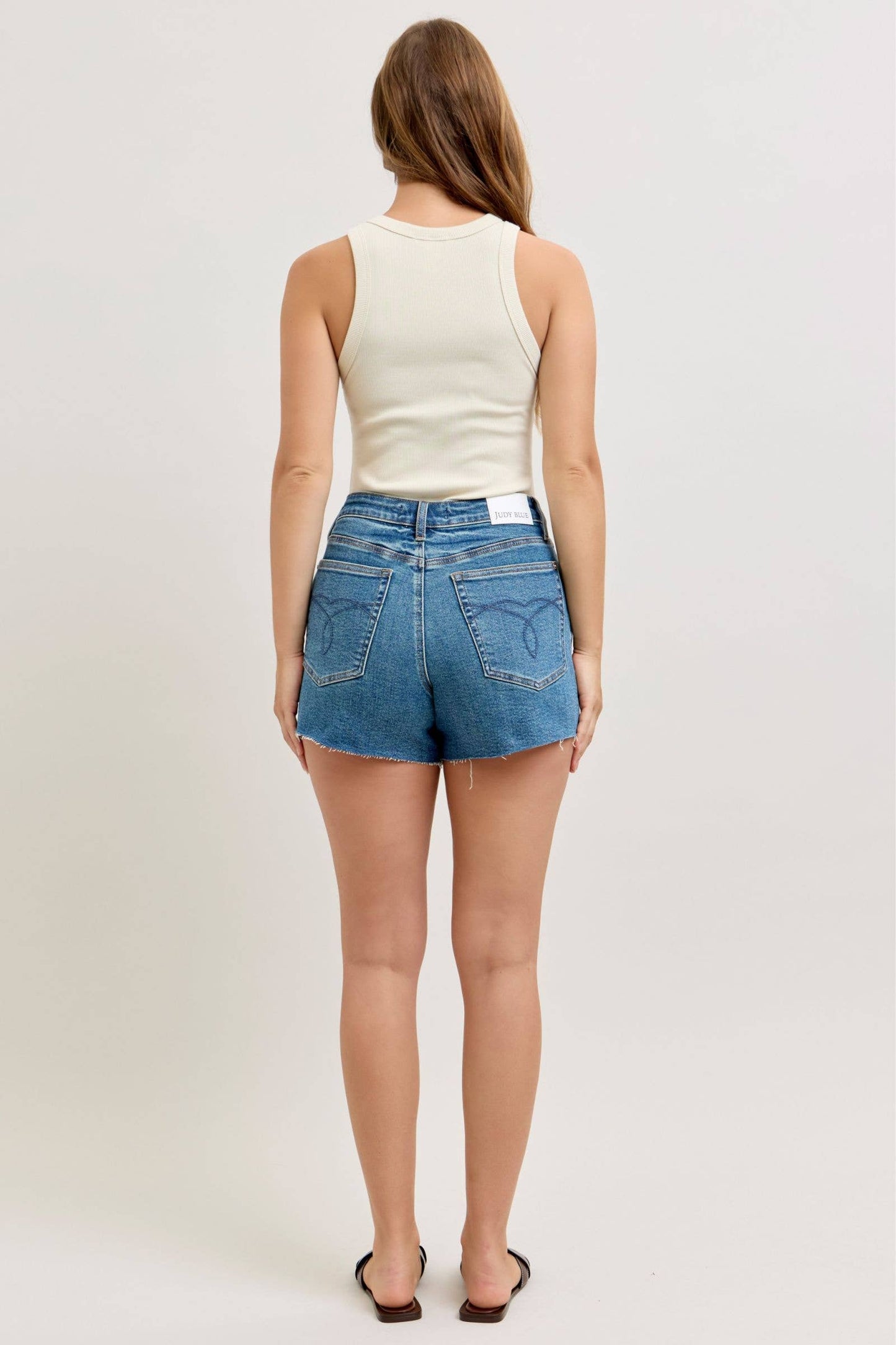 High Waist Rigid Cut Off Shorts
