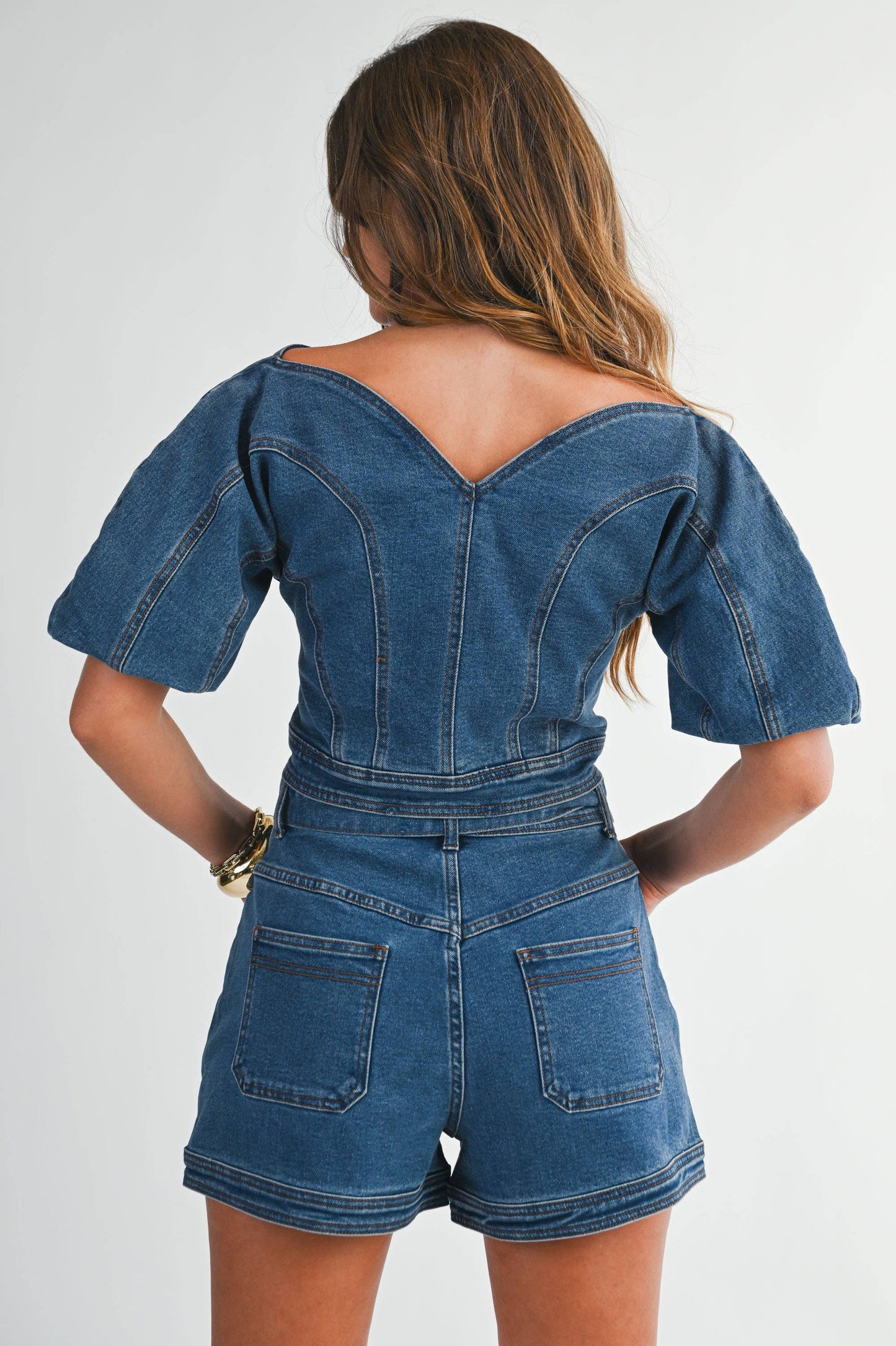 High-Waisted Denim Shorts with Belt Detail
