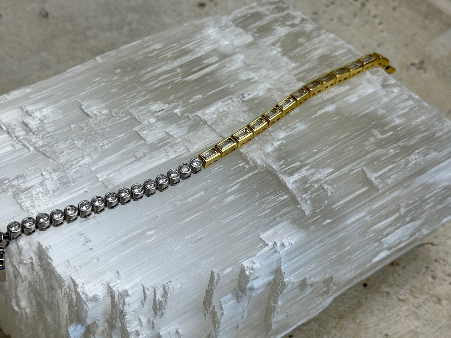 Two-Tone Bezel Tennis Bracelet
