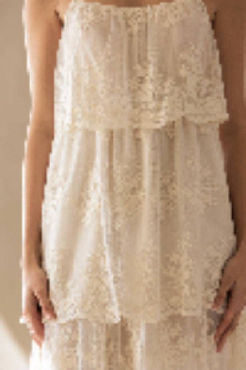 Floral Tiered Lace Midi