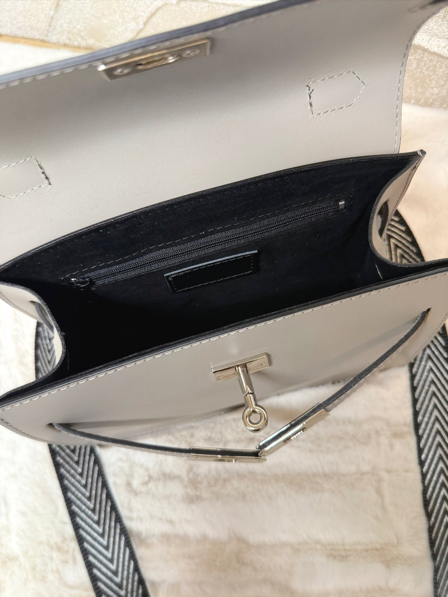 Genuine leather shoulder bag light Grey