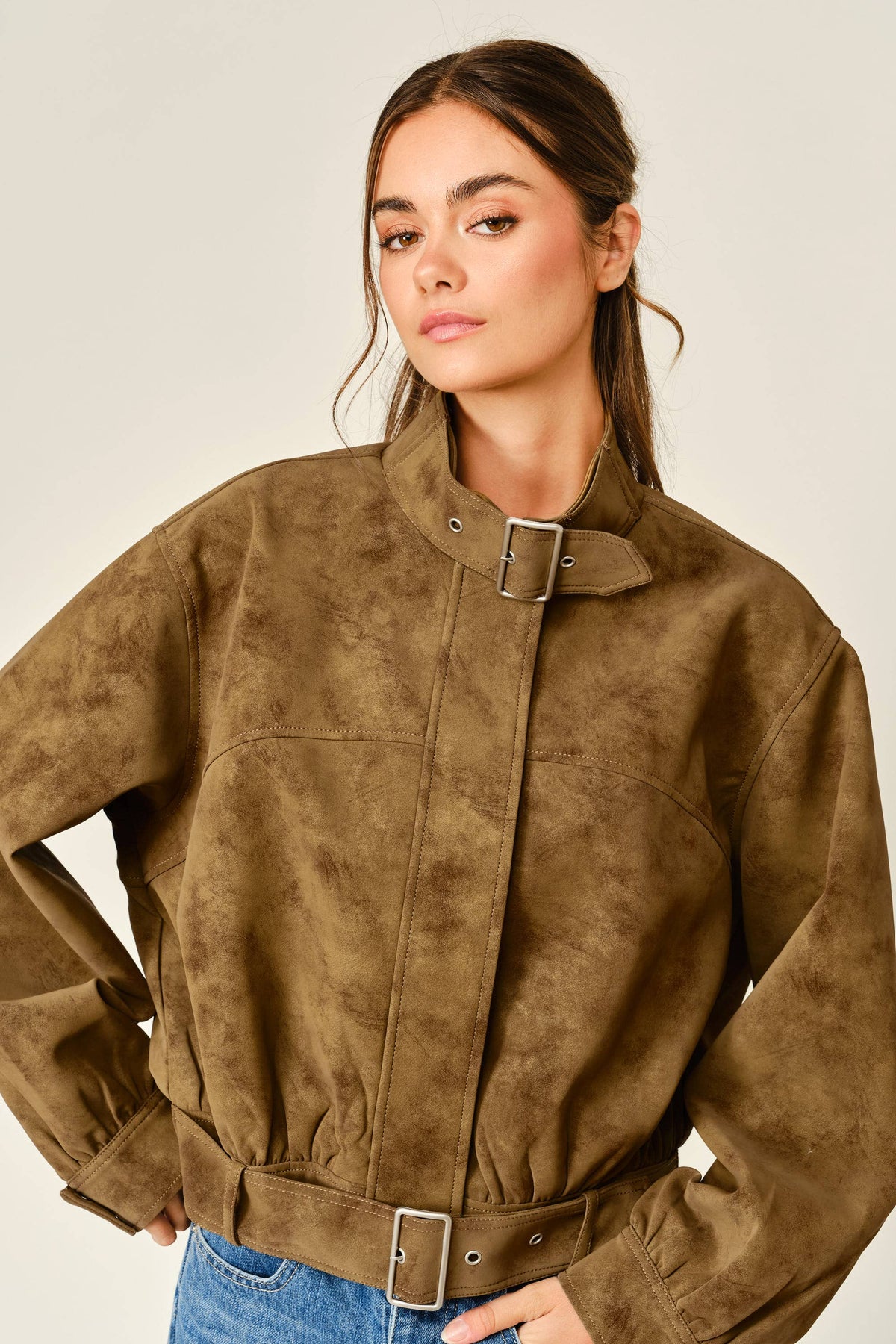 Vintage Belted Bomber Jacket