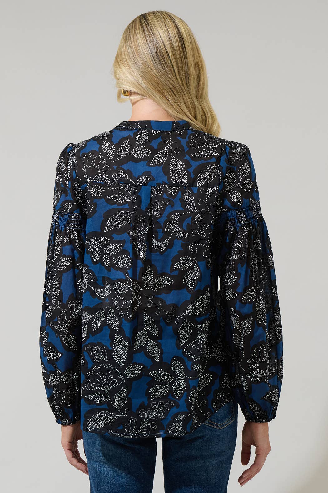 Floral Jamille Split Neck Poplin Top