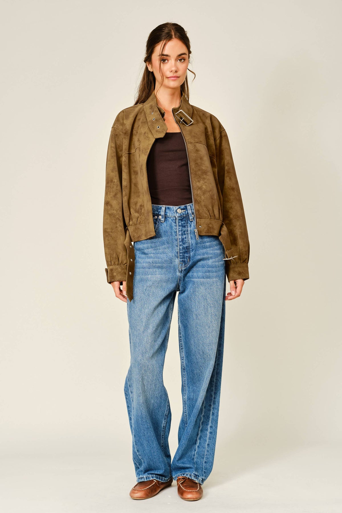 Vintage Belted Bomber Jacket