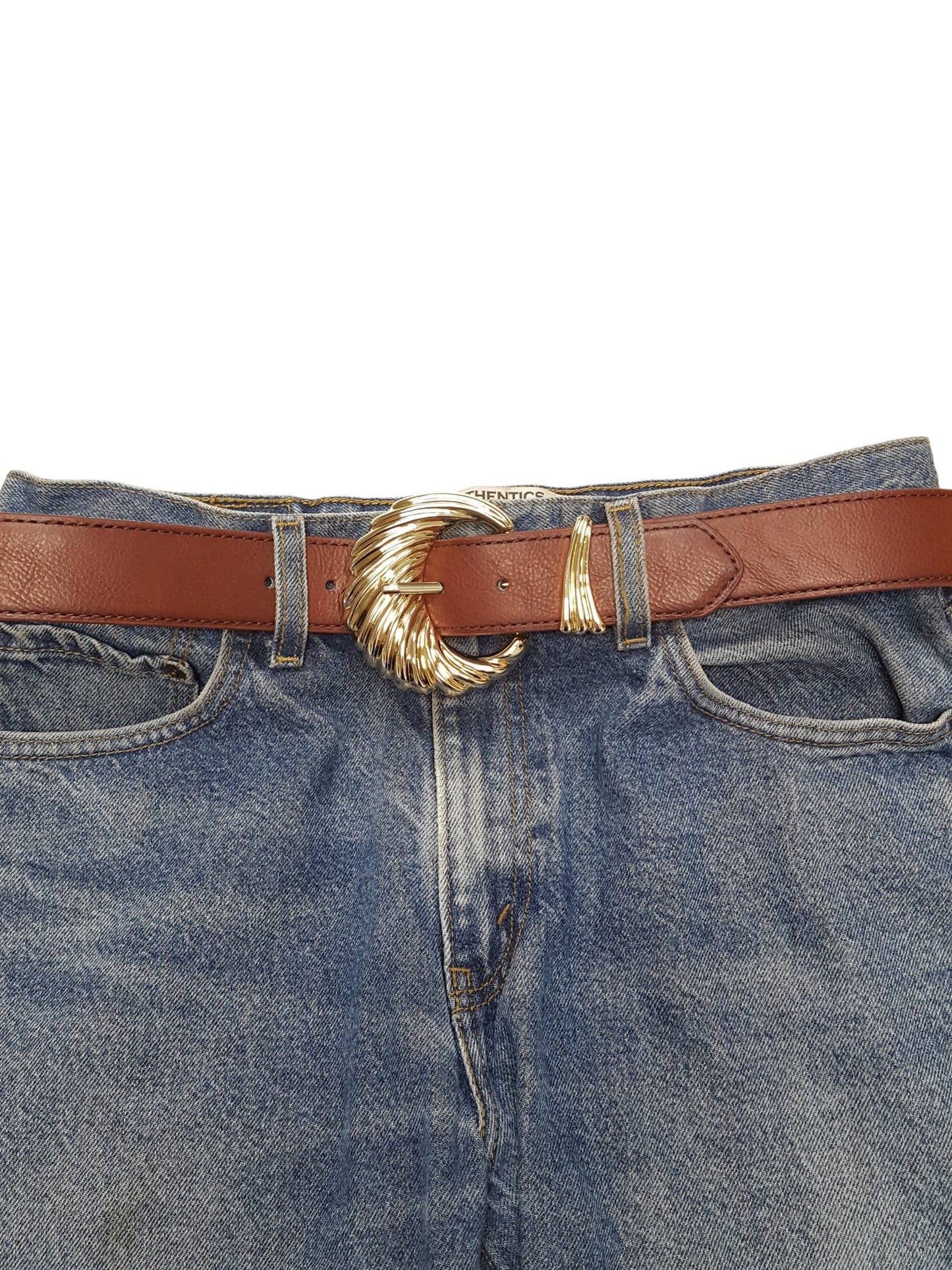 Shiny Gold Buckle and Loop Belt