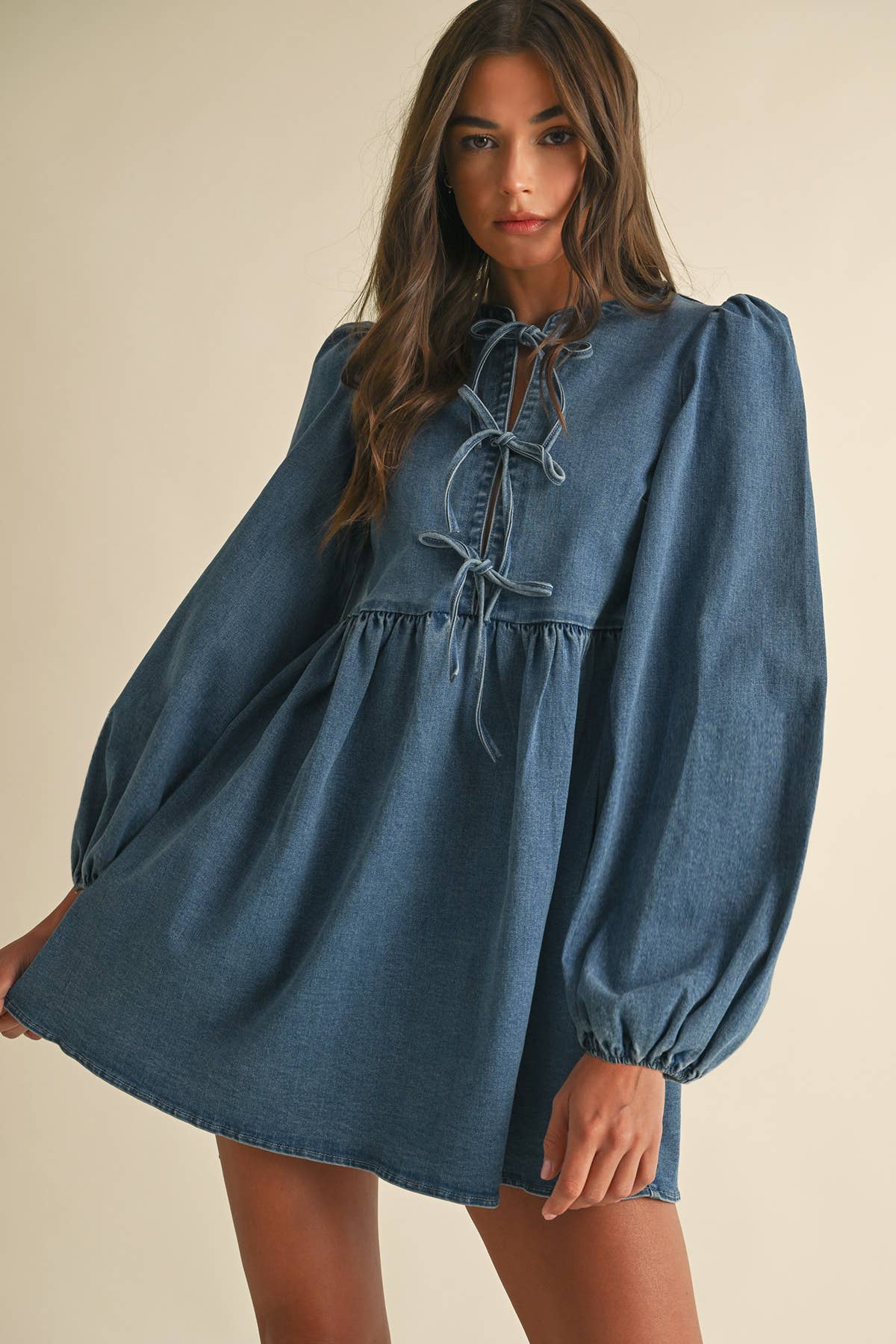 Denim Dress Puff Sleeves