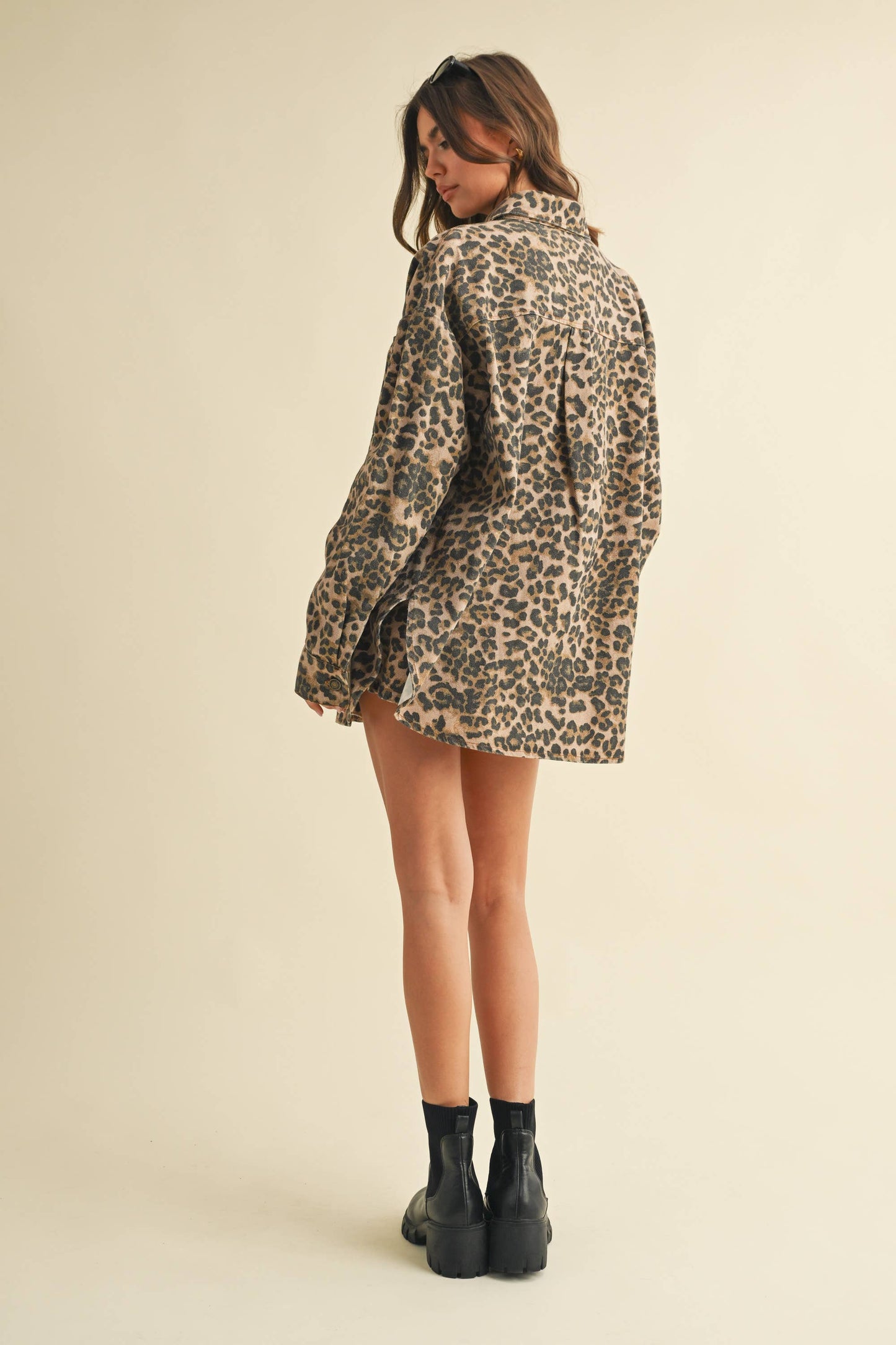 Leopard Denim Oversized Shacket