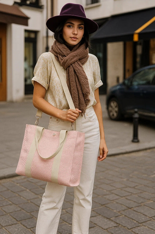 Two-Tone Cotton Canvas Tote Bag