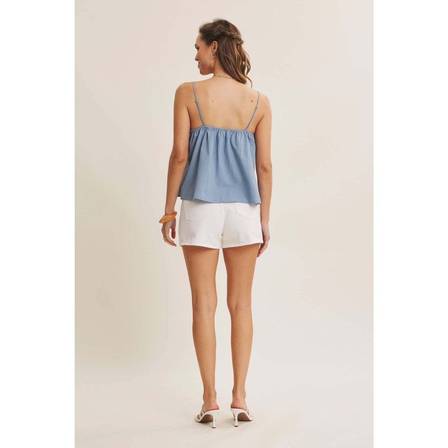 Pleated Dusty Blue Tank