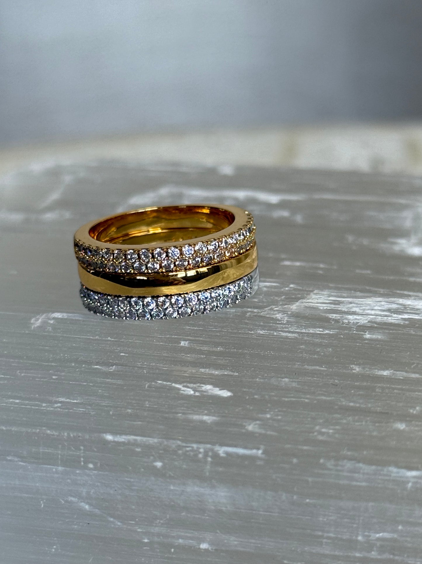 The Serene Two Tone Ring Stack