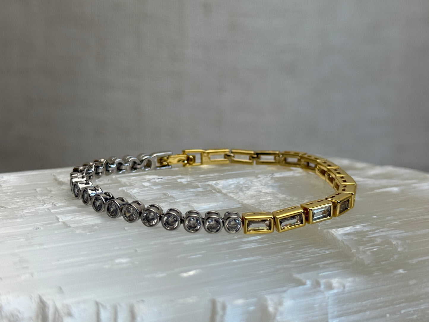 Two-Tone Bezel Tennis Bracelet