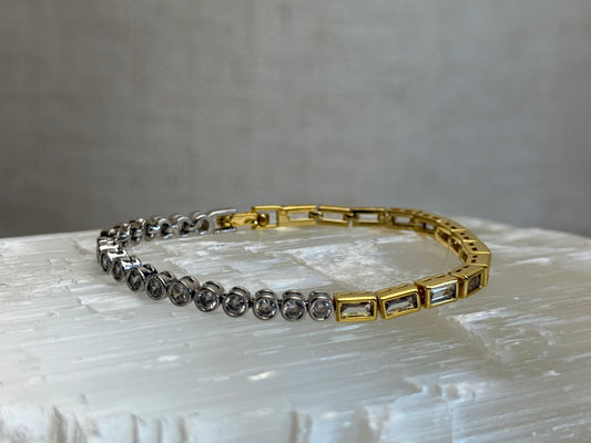 Two-Tone Bezel Tennis Bracelet