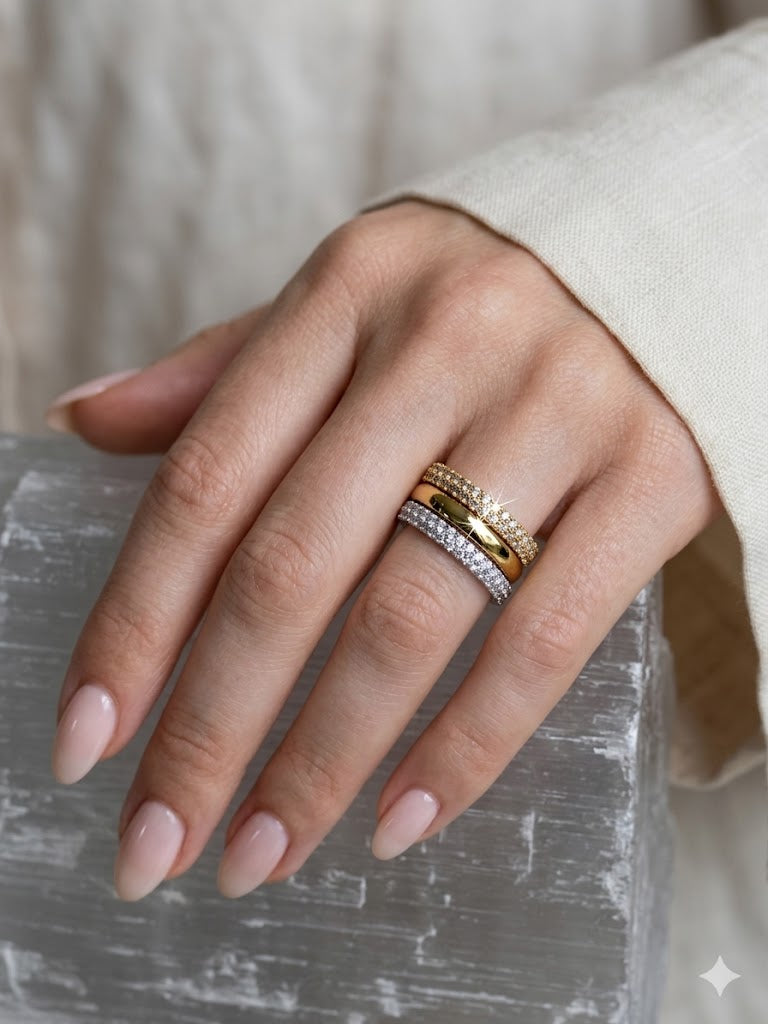 The Serene Two Tone Ring Stack