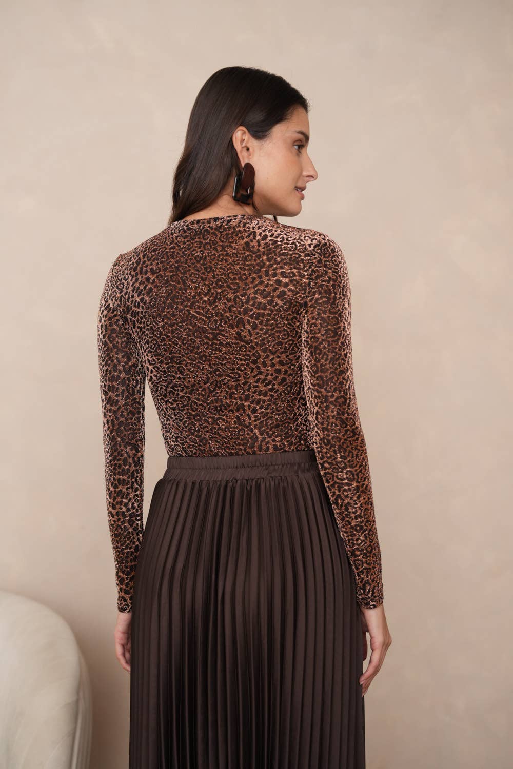 Shiny leopard Long Sleeve Top