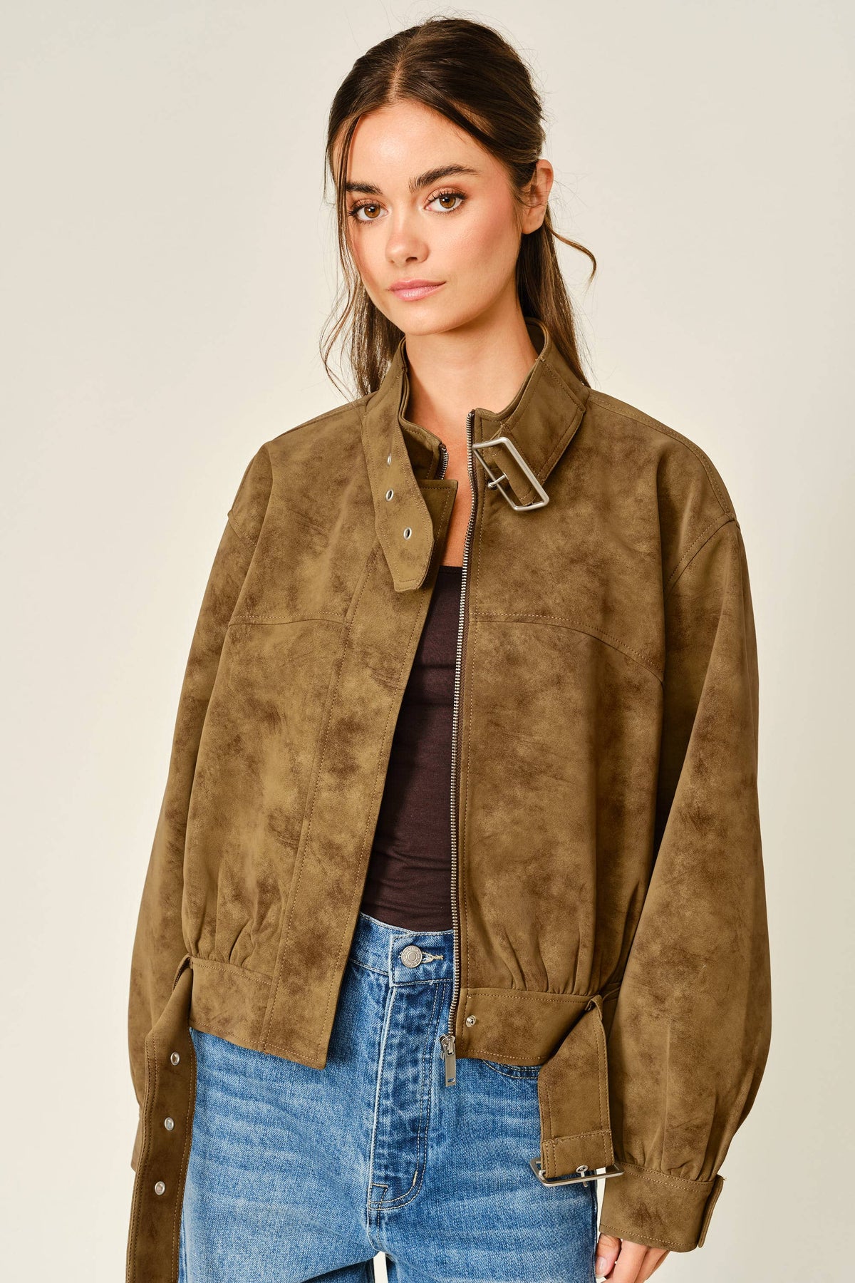 Vintage Belted Bomber Jacket