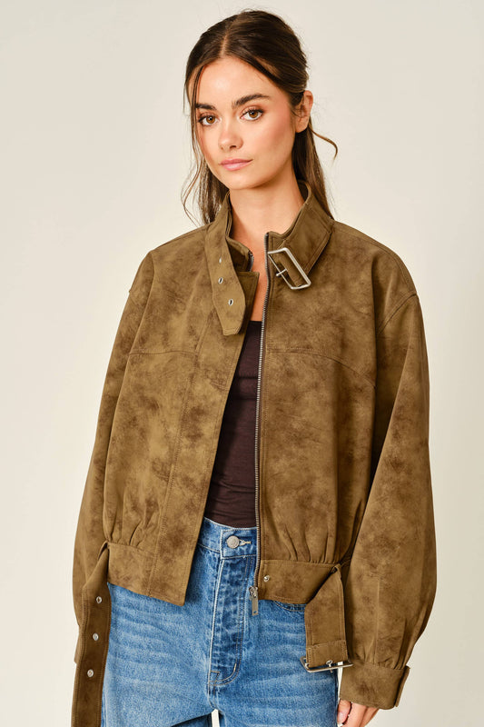 Vintage Belted Bomber Jacket