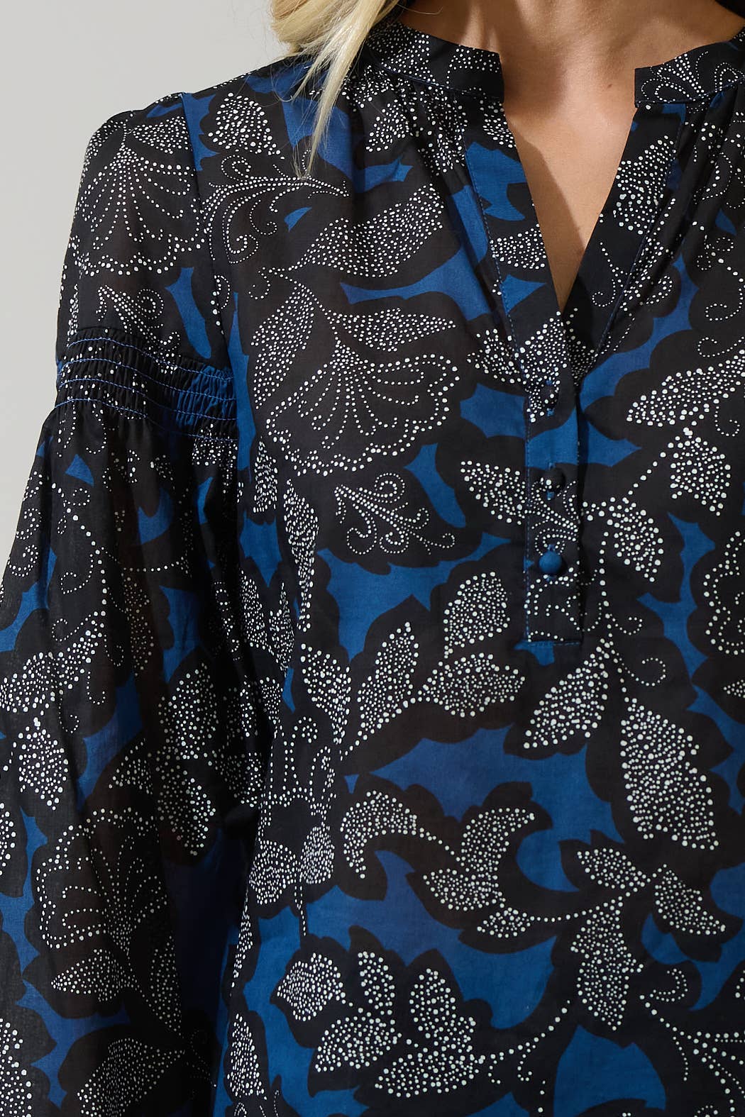 Floral Jamille Split Neck Poplin Top